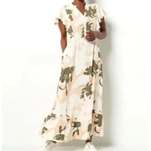 Studio Park x Amy Stran Floral Effortless Maxi Dress- TAUPE, Petite 1XP, A480579 - Picture 1 of 5